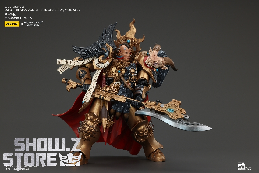 Warhammer Legio Custodes figure intricate golden armor tactical stance Warhammer Legio Custodes figure intricate golden armor tactical stance
