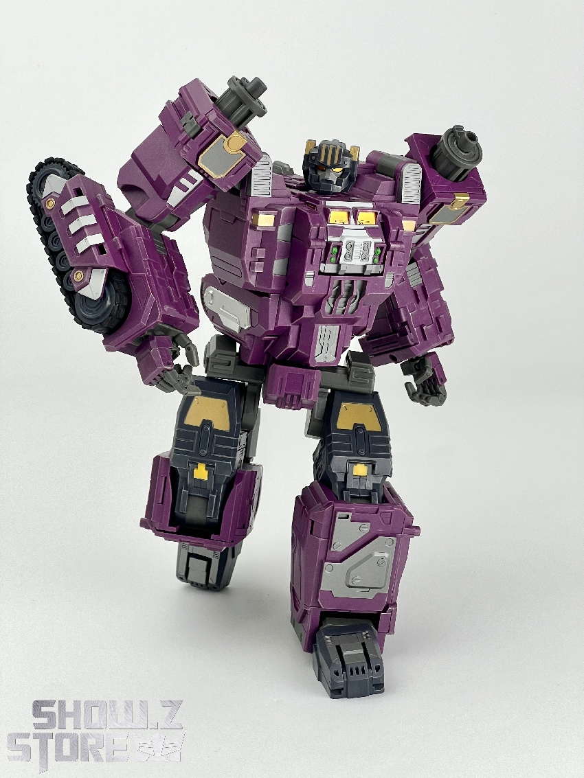 Purple X-Load warrior robot showing full articulation weapon options Purple X-Load warrior robot showing full articulation weapon options
