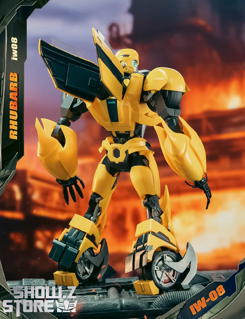 Detailed yellow robot with black stripes and panels Detailed yellow robot with black stripes and panels