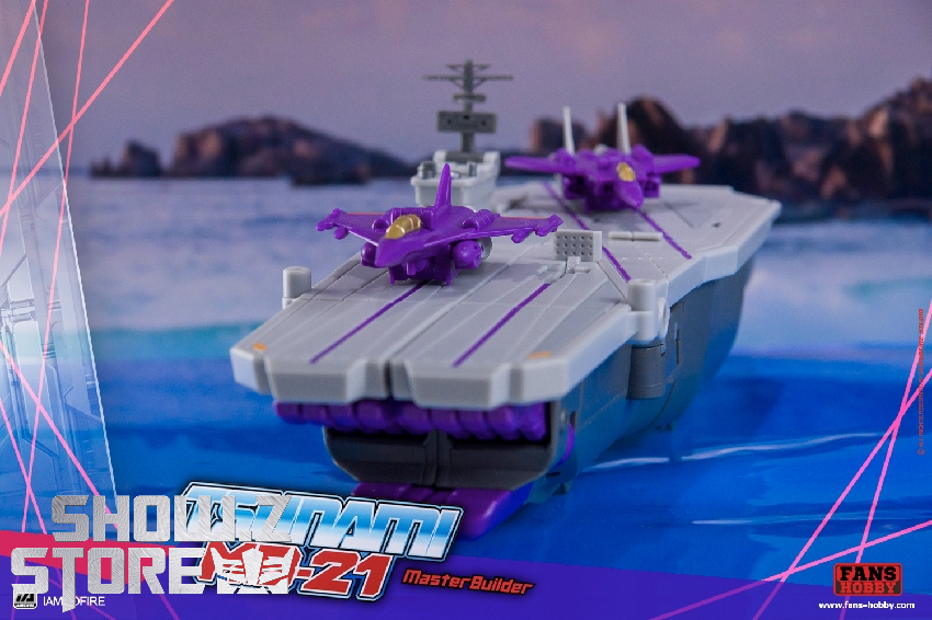 White aircraft carrier with purple fighter jet mecha deployed in naval warfare scene White aircraft carrier with purple fighter jet mecha deployed in naval warfare scene