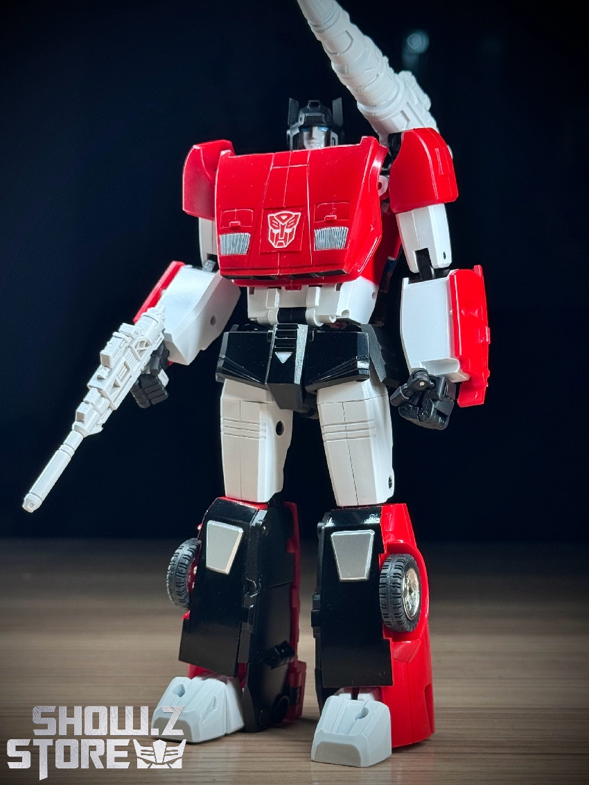 Robot form dynamic pose with extended sword weapon on dark background Robot form dynamic pose with extended sword weapon on dark background