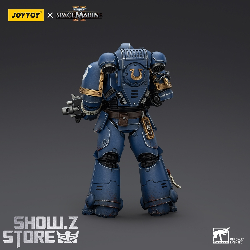 Blue Ultramarine brother holding rifle military stance gold trim Blue Ultramarine brother holding rifle military stance gold trim