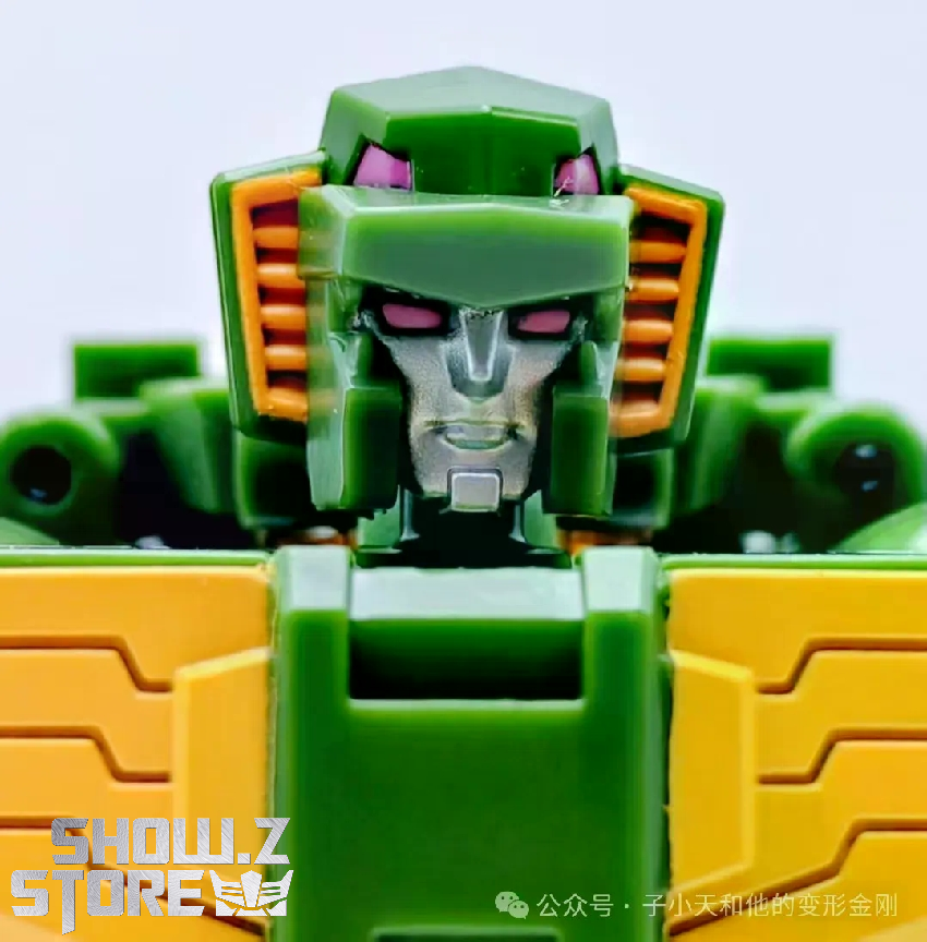 Detailed yellow and green robot warrior in action combat pose stance Detailed yellow and green robot warrior in action combat pose stance