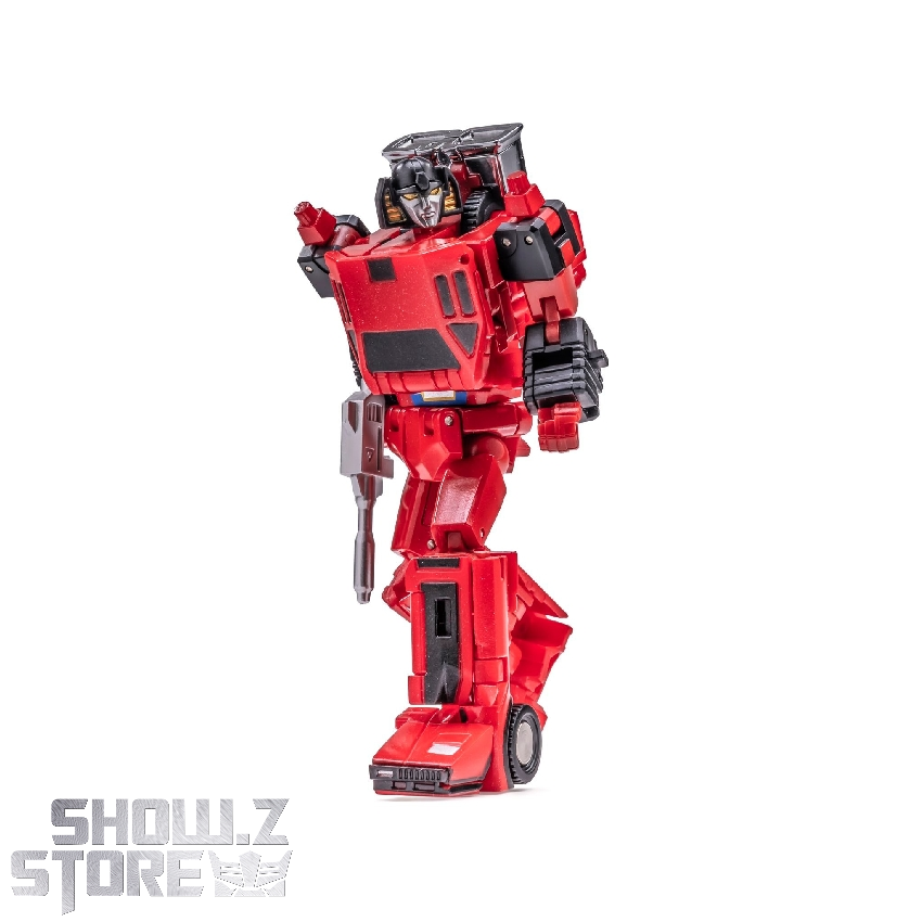 Red black Sunstreaker robot standing upright detailed mechanical Red black Sunstreaker robot standing upright detailed mechanical
