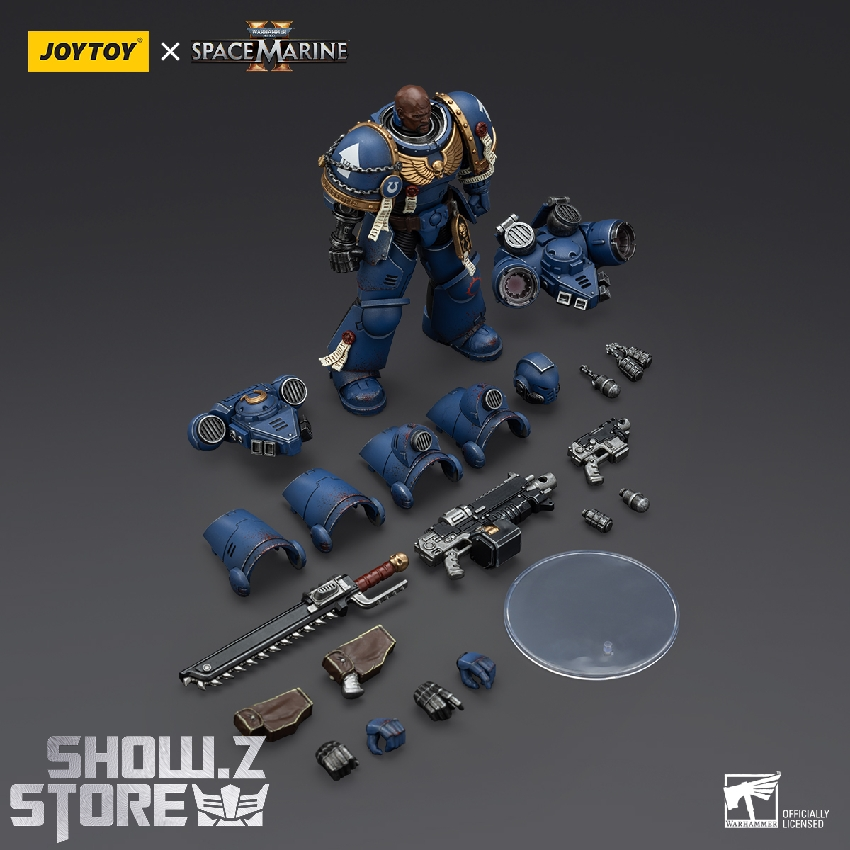 Blue Ultramarine brother weapons accessories displayed separated Blue Ultramarine brother weapons accessories displayed separated