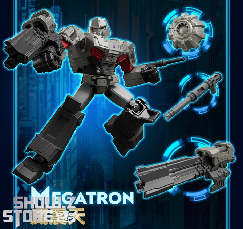 Black silver robot transformer action pose with weapon shown Black silver robot transformer action pose with weapon shown