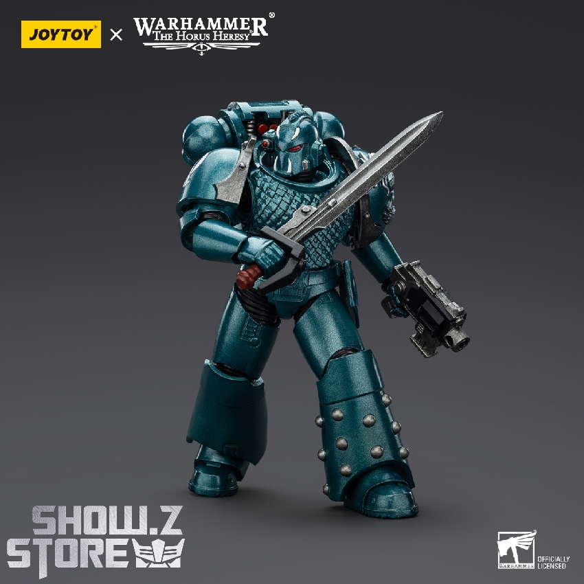 Detailed teal cyan Alpha Legion Warhammer warrior showing armor Detailed teal cyan Alpha Legion Warhammer warrior showing armor