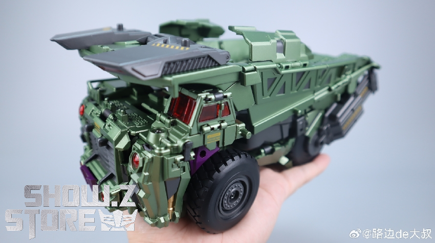 DreamStar Devastator Long Haul green truck robot with purple chest armor DreamStar Devastator Long Haul green truck robot with purple chest armor