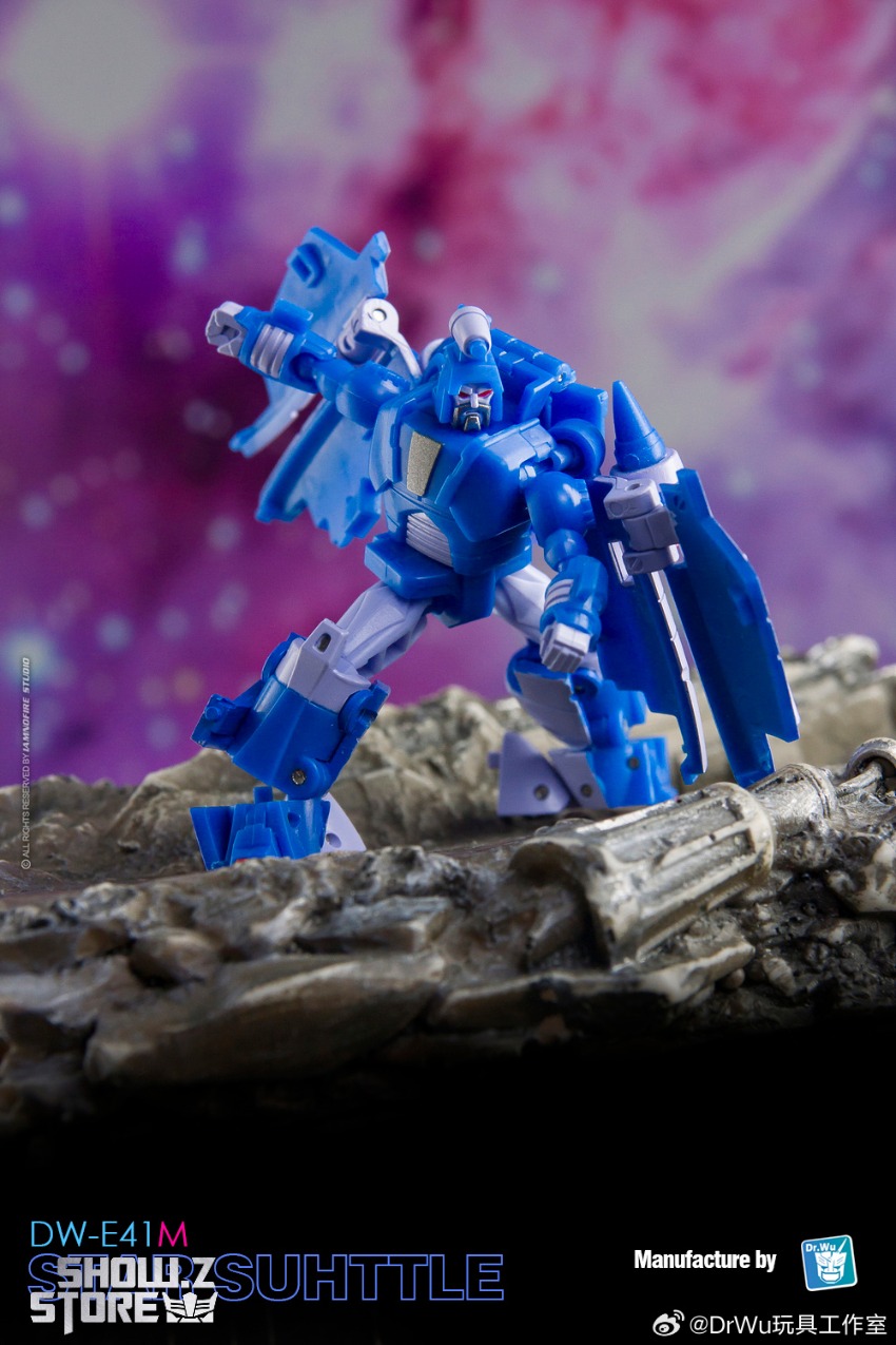 Blue armored warrior in dynamic pose with extended sword weapon Blue armored warrior in dynamic pose with extended sword weapon