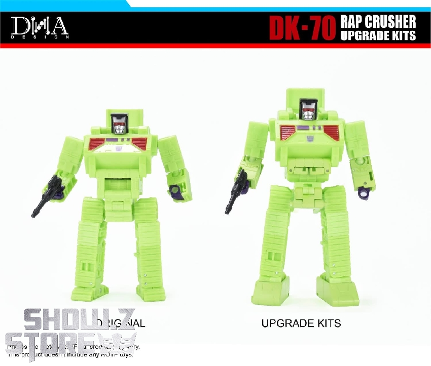 Assembled lime green Bonecrusher figure DK-70 upgrade kit components Assembled lime green Bonecrusher figure DK-70 upgrade kit components