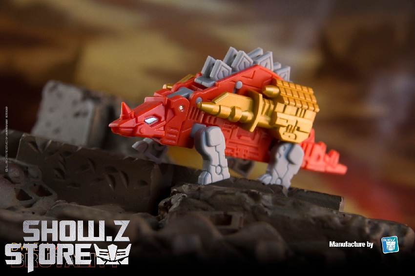Red metallic dinosaur robot alternate beast mode dynamic pose Red metallic dinosaur robot alternate beast mode dynamic pose