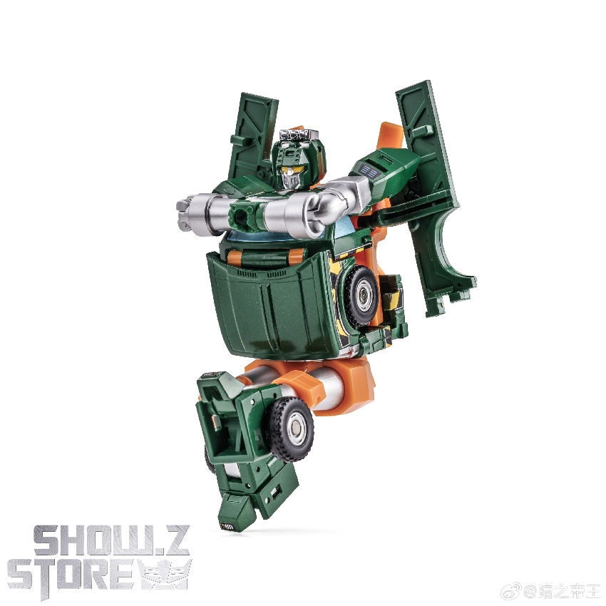 Green orange Keaton mecha robot mode articulated joints displayed Green orange Keaton mecha robot mode articulated joints displayed