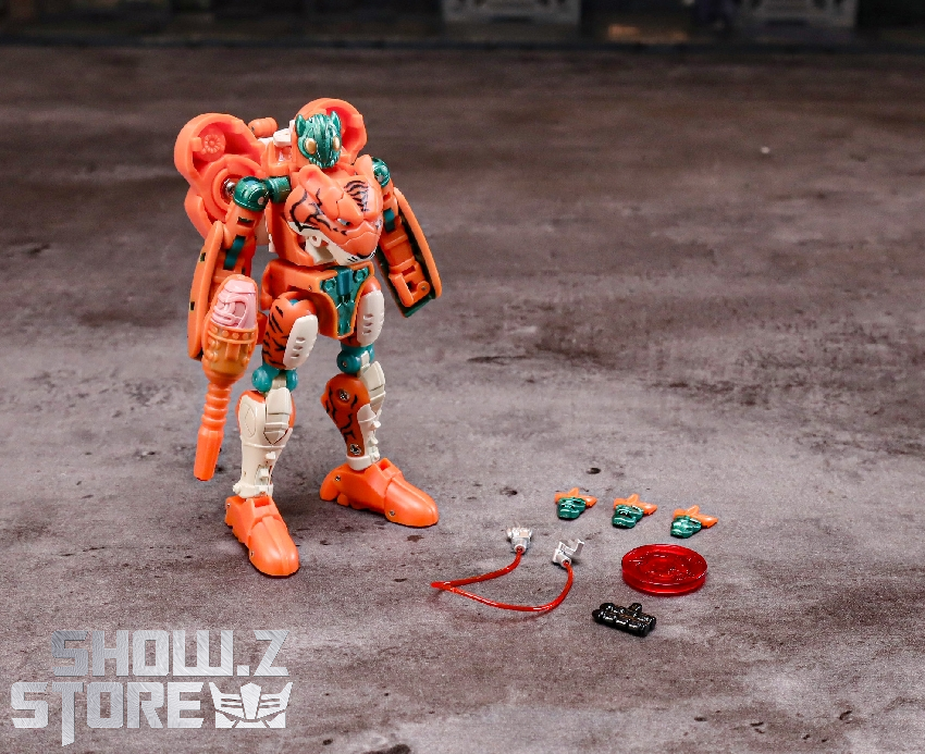 Orange robot figure dynamic action warrior stance Orange robot figure dynamic action warrior stance