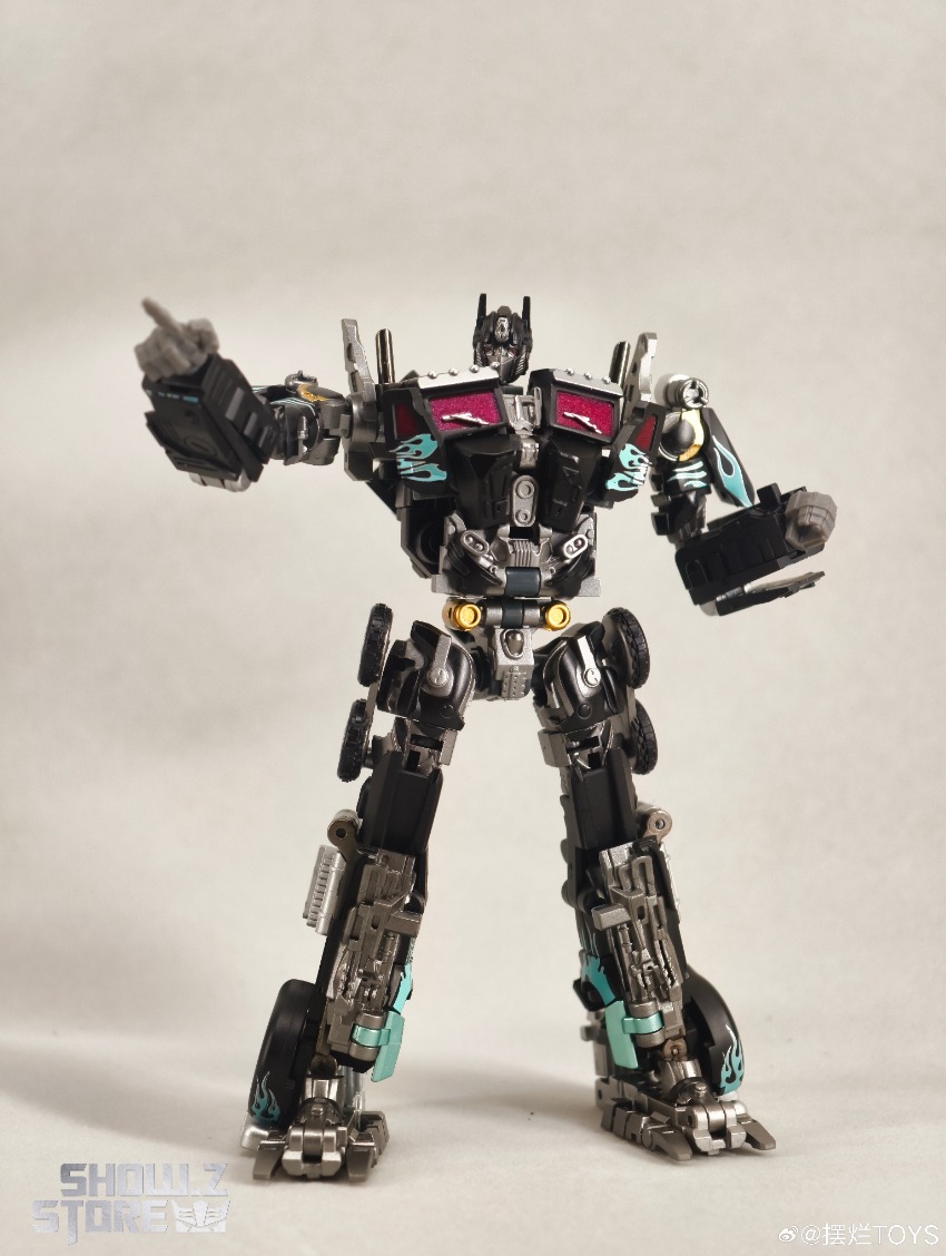 Fully articulated black Optimus Prime Nemesis form with jet aircraft transformation Fully articulated black Optimus Prime Nemesis form with jet aircraft transformation