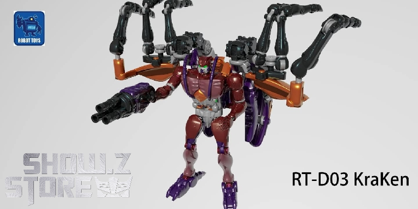 RT-D03 KraKen robot black red armor design multiple angles RT-D03 KraKen robot black red armor design multiple angles