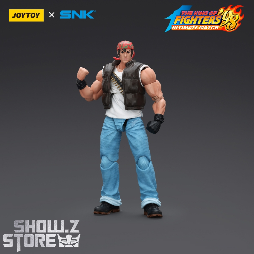 Ralf Jones KOF character fighting stance brown hair casual clothes Ralf Jones KOF character fighting stance brown hair casual clothes
