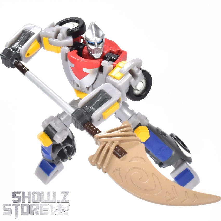 Robot holding tan brown wing weapon combat stance Robot holding tan brown wing weapon combat stance