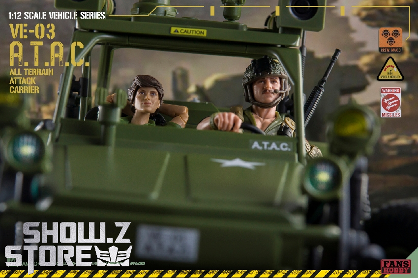 Action scene military personnel loading into green FansHobby VE-03 vehicle Action scene military personnel loading into green FansHobby VE-03 vehicle