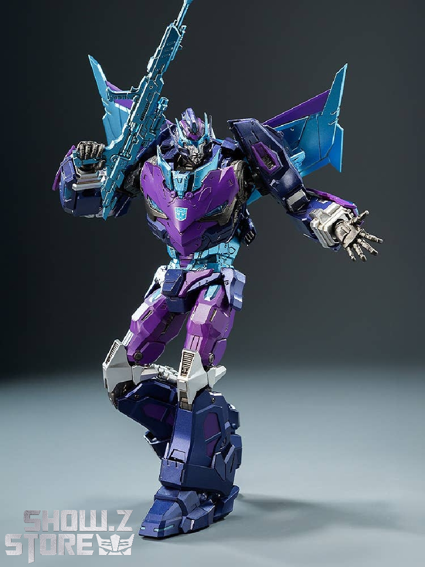 Rodimus Prime figure dynamic pose with dual swords and glowing effects Rodimus Prime figure dynamic pose with dual swords and glowing effects