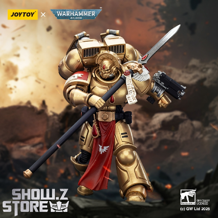 JoyToy Warhammer 40K Blood Angels Sanguinary Guard in gold armor with red cape JoyToy Warhammer 40K Blood Angels Sanguinary Guard in gold armor with red cape