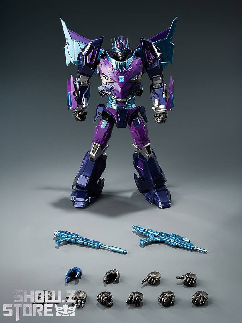 Rodimus Prime robot front view with accessories and interchangeable parts Rodimus Prime robot front view with accessories and interchangeable parts