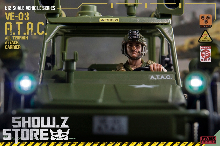 Interior cockpit view green military strike vehicle seated operator figures Interior cockpit view green military strike vehicle seated operator figures
