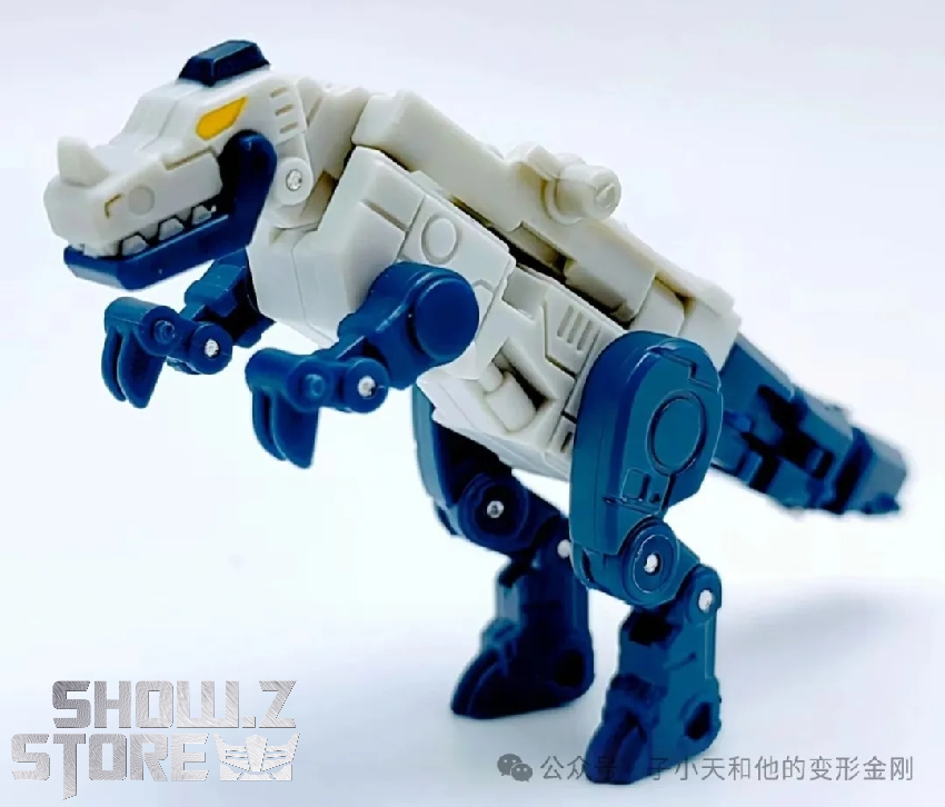 Standing dinosaur beast-mode robot with blue accents aggressive stance Standing dinosaur beast-mode robot with blue accents aggressive stance
