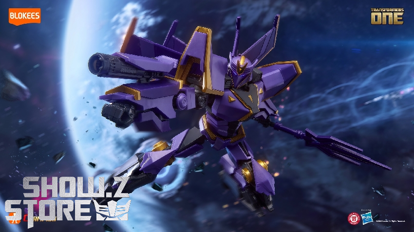 Blokees Megatronus Prime purple and gold robot in action pose Blokees Megatronus Prime purple and gold robot in action pose