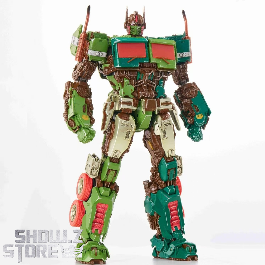 Green truck mecha in robot mode standing pose Green truck mecha in robot mode standing pose