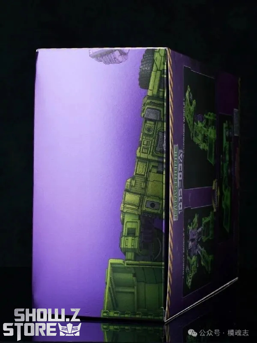 Lime green military cargo truck with purple interior exposed showing transformation Lime green military cargo truck with purple interior exposed showing transformation