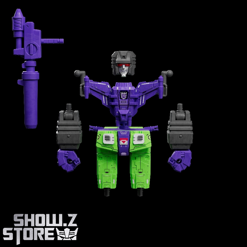 Purple robot weapon system gray components accessories laid out Purple robot weapon system gray components accessories laid out