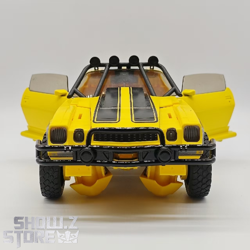 Yellow car in robot front view transformation mode Yellow car in robot front view transformation mode