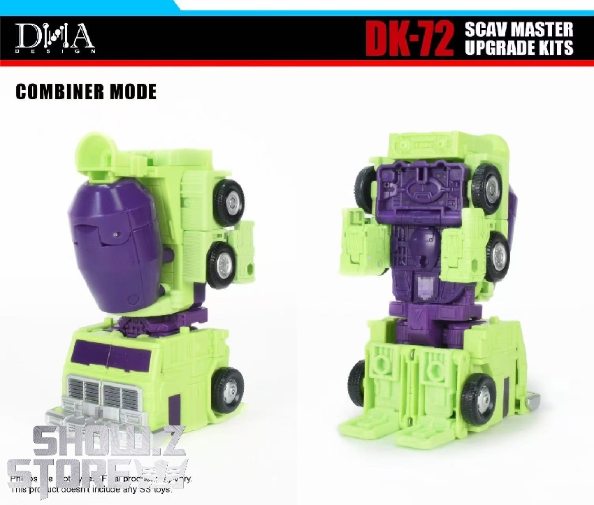 Combiner mode showing yellow and purple vehicle pair in truck form Combiner mode showing yellow and purple vehicle pair in truck form