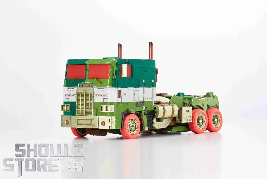 Green truck transforming robot in vehicle mode side angle Green truck transforming robot in vehicle mode side angle
