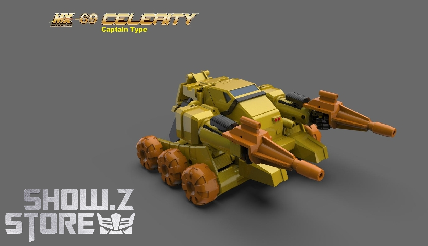 MX-69C yellow robot in vehicle mode with brown armor plating MX-69C yellow robot in vehicle mode with brown armor plating