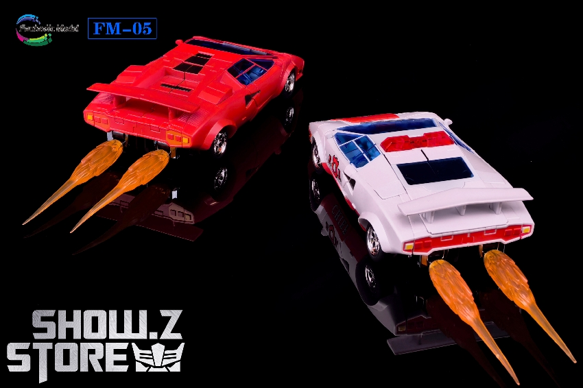 FM-05 Rambo transformation robot displaying red sports car robot mode FM-05 Rambo transformation robot displaying red sports car robot mode
