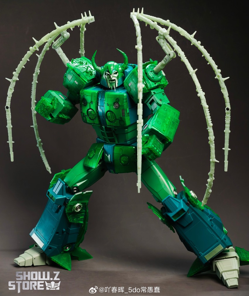 Transparent Unicron figure aggressive stance Transparent Unicron figure aggressive stance