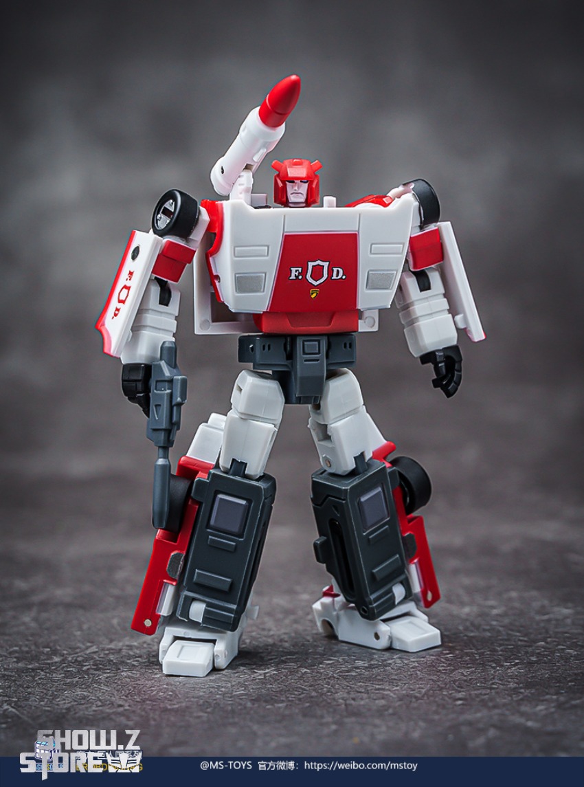 Red and white Red Alert robot in standing pose Red and white Red Alert robot in standing pose