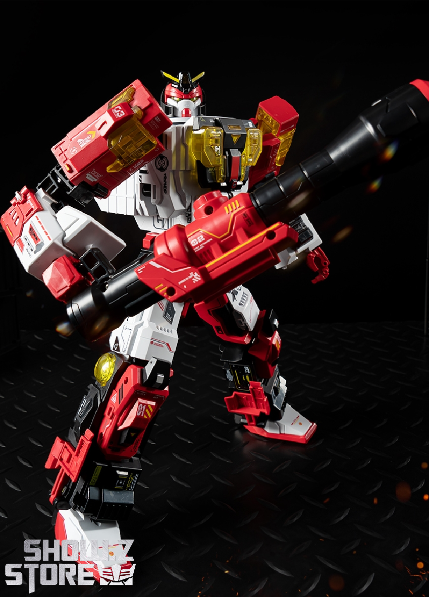 WK-125 Red Blast robot in combat stance with cannon WK-125 Red Blast robot in combat stance with cannon