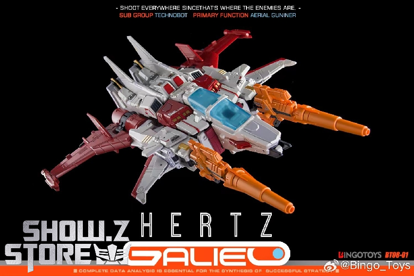 Hertz Strafe combat aircraft with dual orange missile pods white fuselage Hertz Strafe combat aircraft with dual orange missile pods white fuselage