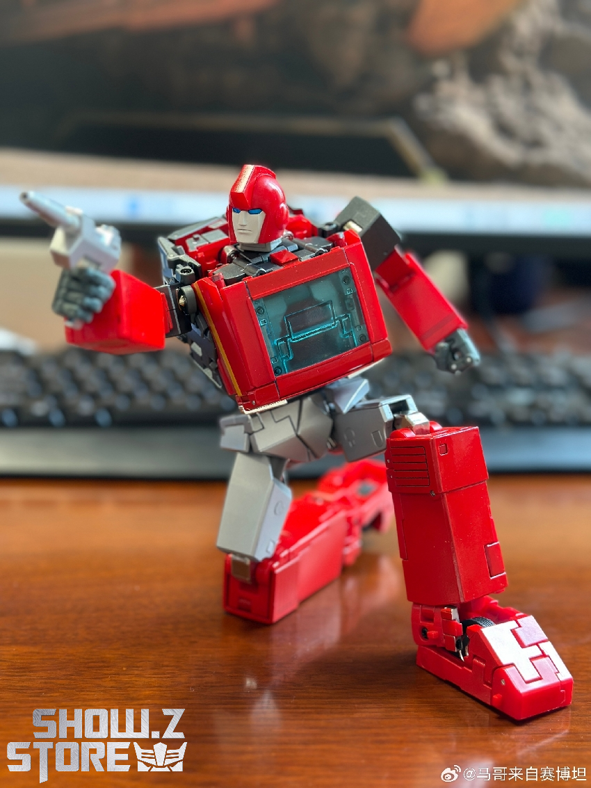 Red fire truck vehicle Transformer FM-03 Warhorse model showing detail paint Red fire truck vehicle Transformer FM-03 Warhorse model showing detail paint