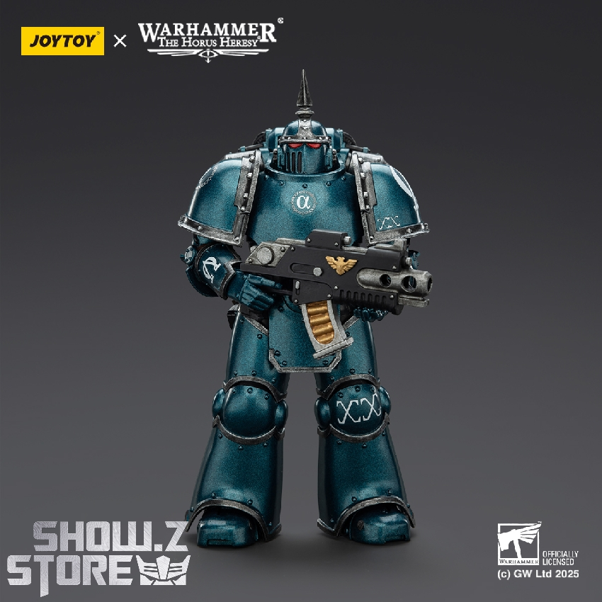 JoyToy Warhammer Alpha Legion teal armor MK3 Tactical Legionary with rifle JoyToy Warhammer Alpha Legion teal armor MK3 Tactical Legionary with rifle