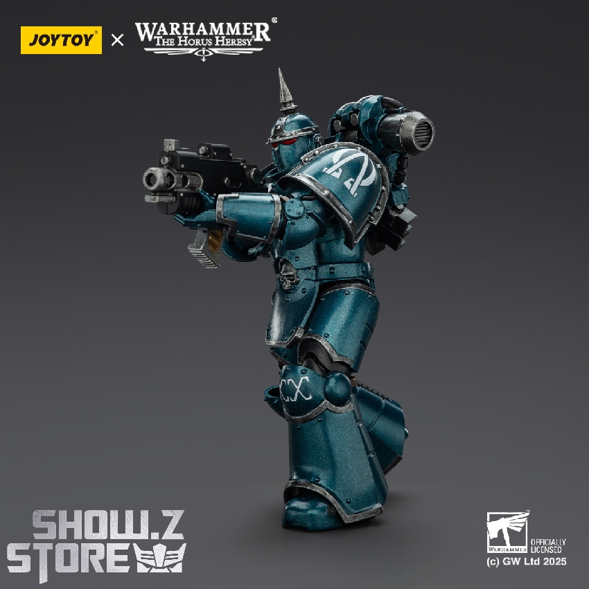 JoyToy Warhammer Alpha Legion teal armor marine front stance detailed JoyToy Warhammer Alpha Legion teal armor marine front stance detailed