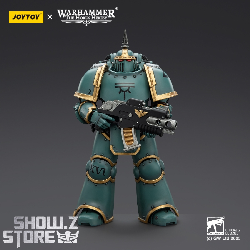 JoyToy Warhammer Sons of Horus red brown armor MK3 Tactical Legionary pose JoyToy Warhammer Sons of Horus red brown armor MK3 Tactical Legionary pose