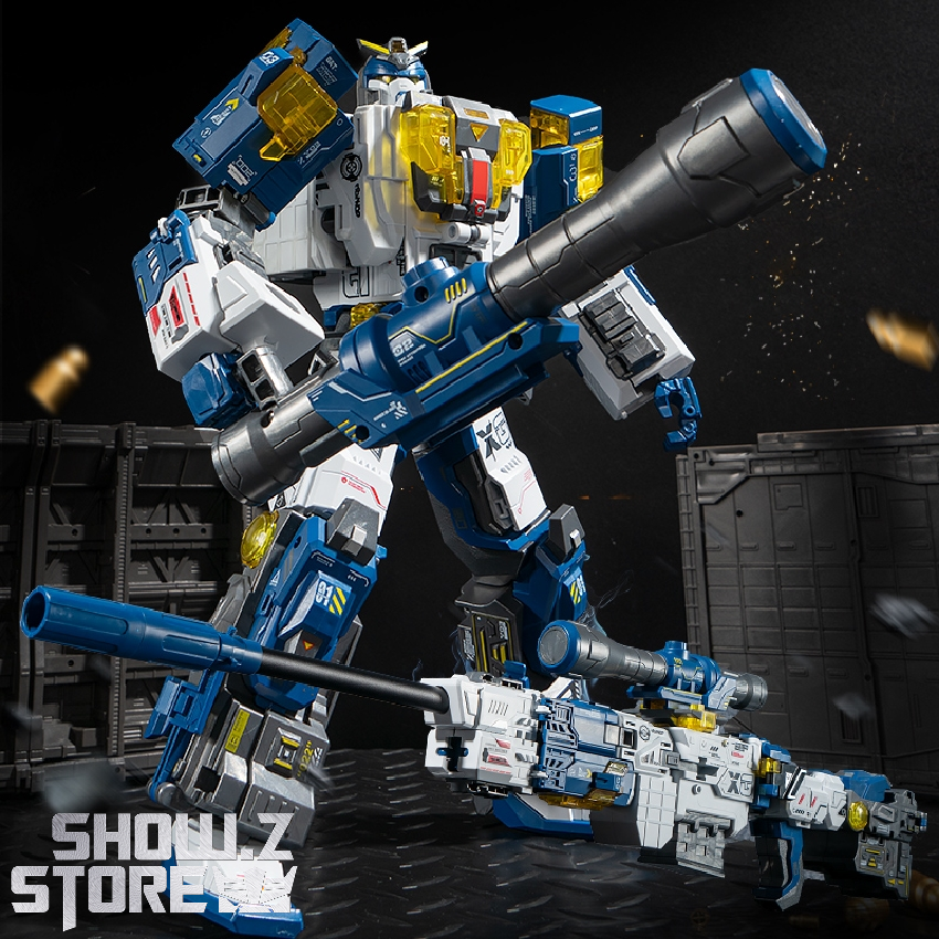 WK-125 Blue Cold Front robot in standing pose with rifle WK-125 Blue Cold Front robot in standing pose with rifle