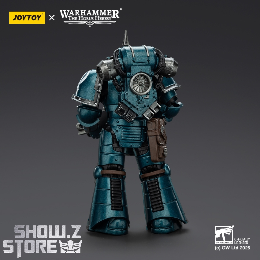 JoyToy Warhammer Alpha Legion teal armor space marine back view detailed JoyToy Warhammer Alpha Legion teal armor space marine back view detailed