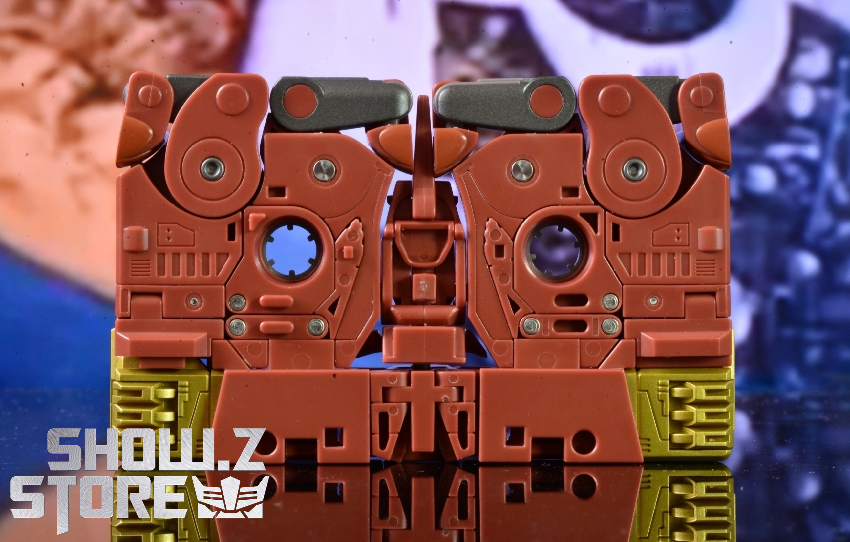 Ocular Max Forte red robot with cannon arm on black background Ocular Max Forte red robot with cannon arm on black background