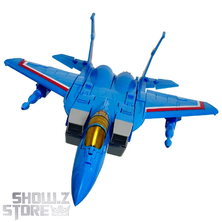 Wing Nut blue jet fighter aircraft alternate view Wing Nut blue jet fighter aircraft alternate view