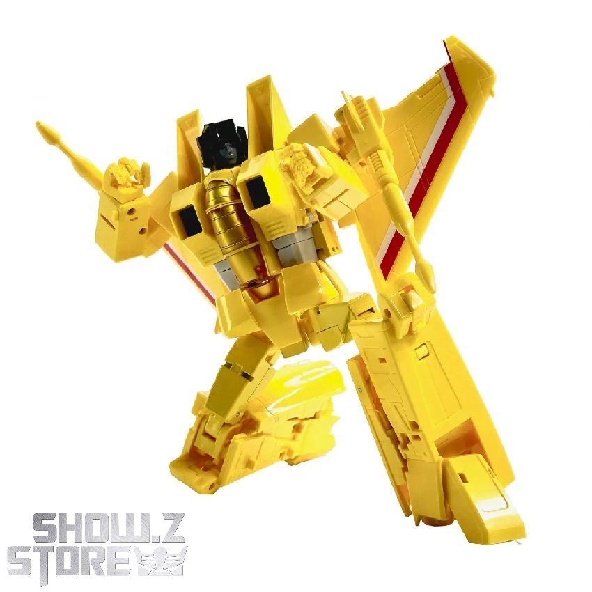 MakeToys MTRC-05 Col Mustard yellow jet aircraft mode with red accents MakeToys MTRC-05 Col Mustard yellow jet aircraft mode with red accents