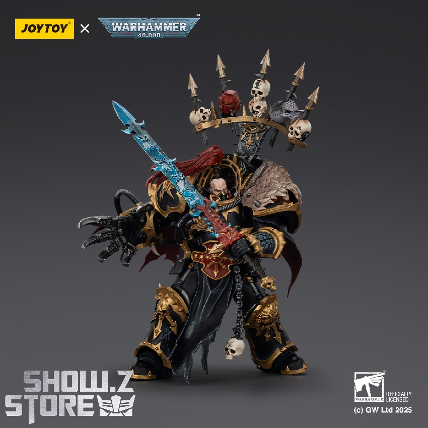 Abaddon figure with blue glowing effects and combat stance Abaddon figure with blue glowing effects and combat stance